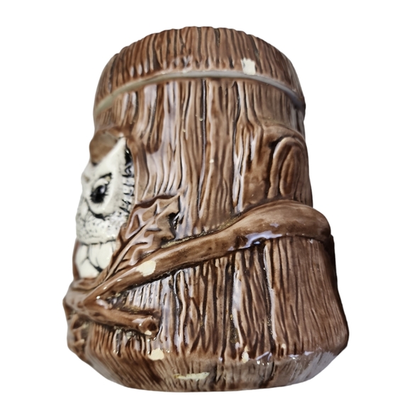 Vintage 1980 Owl Canister Set 2pc Double Sided With Acorn Pull Lids - Picture 10 of 11